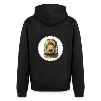 Otterhound Hund Aquarell Illustration - Unisex Premium Bio Zip Hoodie - Schwarz - Hinten - Nico (187cm)