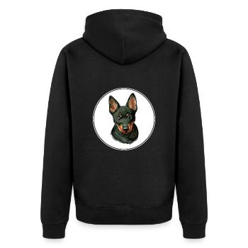 Lancashire Heeler Hund Aquarell Illustration - Unisex Premium Bio Zip Hoodie - Schwarz - Hinten - Nico (187cm)