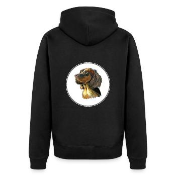 Picardie Spaniel Hund Aquarell Skizze Illustration - Unisex Premium Bio Zip Hoodie - Schwarz - Hinten - Nico (187cm)