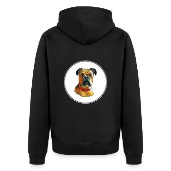 Perro de Presa Mallorquinischer Hund Aquarell illustrat - Unisex Premium Bio Zip Hoodie - Schwarz - Hinten - Nico (187cm)