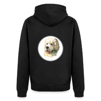 Polnischer Schäferhund Hund Aquarell Illustration - Unisex Premium Bio Zip Hoodie - Schwarz - Hinten - Nico (187cm)
