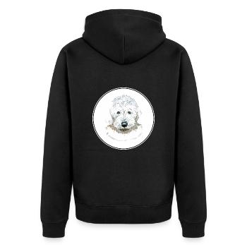 Illustration de l’aquarelle du chien de berger anglais - Veste à capuche bio Premium Unisexe - noir - Dos - Nico (187cm)