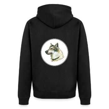 Saarloos Wolfdog Dog Aquarelle Illustration - Veste à capuche bio Premium Unisexe - noir - Dos - Nico (187cm)