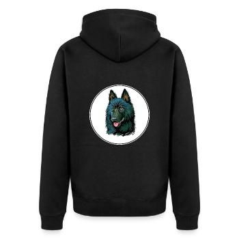 Illustration de l’aquarelle pour chien Schipperke - Veste à capuche bio Premium Unisexe - noir - Dos - Nico (187cm)