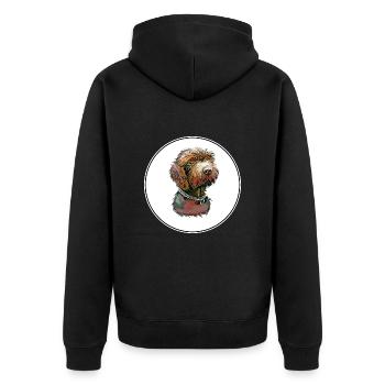 Pudelpointer Hund Aquarell Illustration - Unisex Premium Bio Zip Hoodie - Schwarz - Hinten - Nico (187cm)