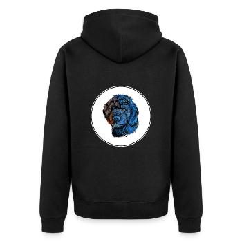 Illustration de l’aquarelle du chien d’eau portugais - Veste à capuche bio Premium Unisexe - noir - Dos - Nico (187cm)