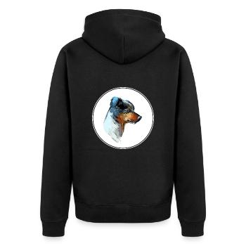 Ratonero Bodeguero Andaluz Dog Sketch Illustration - Unisex Premium Organic Zip Hoodie - black - Back - Nico (187cm)