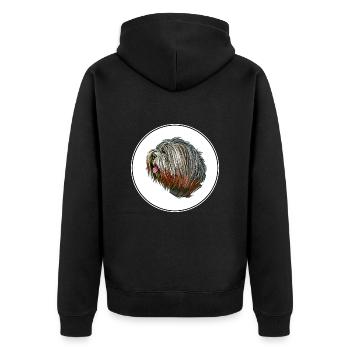 Schapendoes Hunde Aquarell Illustration - Unisex Premium Bio Zip Hoodie - Schwarz - Hinten - Nico (187cm)