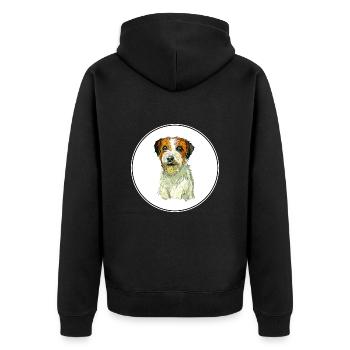 Russell Terrier Dog Watercolor Sketch Illustration - Unisex Premium Organic Zip Hoodie - black - Back - Nico (187cm)