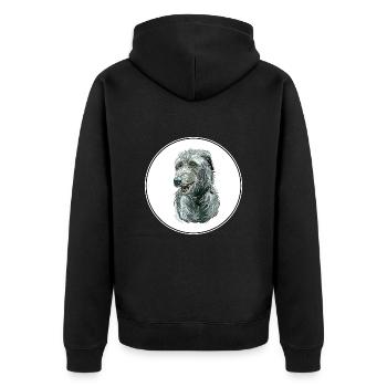 Scottish Deerhound Dog Watercolor Illustration - Unisex Premium Organic Zip Hoodie - black - Back - Nico (187cm)