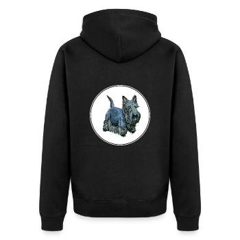 Scottish Terrier Hund Aquarell Illustration - Unisex Premium Bio Zip Hoodie - Schwarz - Hinten - Nico (187cm)