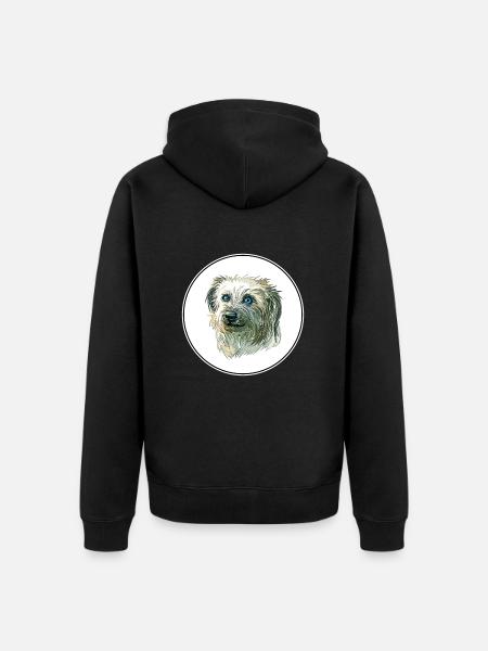 Pyrenäen-Schäferhund-Aquarell-Illustration - Unisex Premium Bio Zip Hoodie - Schwarz