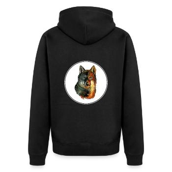 Shikoku Dog Watercolor Sketch Illustration - Unisex Premium Organic Zip Hoodie - black - Back - Nico (187cm)