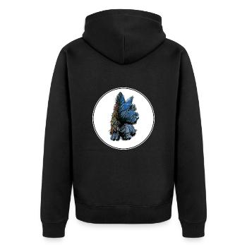 Illustration de l’aquarelle du chien Skye Terrier - Veste à capuche bio Premium Unisexe - noir - Dos - Nico (187cm)