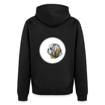 Shih Tzu Lap Dog Watercolor Illustration - Unisex Premium Organic Zip Hoodie - black - Back - Nico (187cm)