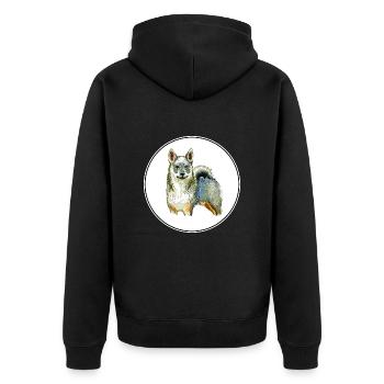 Illustration de l’aquarelle du chien suédois vallhund - Veste à capuche bio Premium Unisexe - noir - Dos - Nico (187cm)