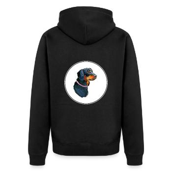 Slovensky Kopov Hund Aquarell Skizze Illustration - Unisex Premium Bio Zip Hoodie - Schwarz - Hinten - Nico (187cm)