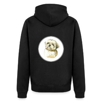 Shih Tzu Lap Dog Watercolor Illustration - Unisex Premium Organic Zip Hoodie - black - Back - Nico (187cm)