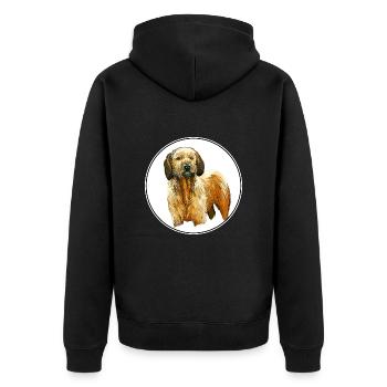 Steirische Grobhaarhund-Illustration - Unisex Premium Bio Zip Hoodie - Schwarz - Hinten - Nico (187cm)