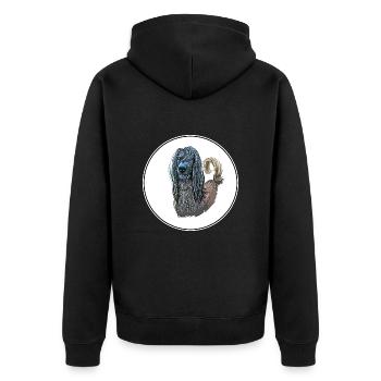 Taigan Kirgisischer Taighany Hund Aquarell Illustration - Unisex Premium Bio Zip Hoodie - Schwarz - Hinten - Nico (187cm)