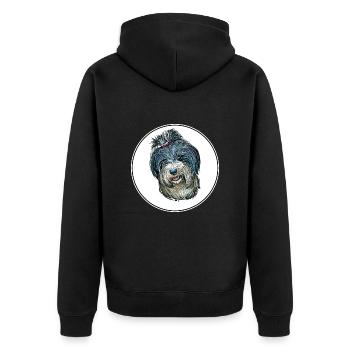 Tibetan Terrier Dog Aquarelle Sketch Illustration - Veste à capuche bio Premium Unisexe - noir - Dos - Nico (187cm)