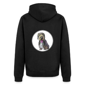 Illustration slovaque de chien pointeur à poil rugueux - Veste à capuche bio Premium Unisexe - noir - Dos - Nico (187cm)