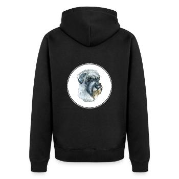 Mittelschnauze Standard Schnauzer Hund Illustration - Unisex Premium Bio Zip Hoodie - Schwarz - Hinten - Nico (187cm)