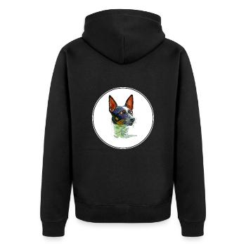 Tenterfield Terrier Dog Watercolor Illustration - Unisex Premium Organic Zip Hoodie - black - Back - Nico (187cm)