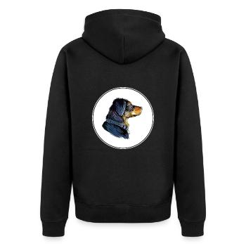 Siebenbürgischer Hund Aquarell Illustration - Unisex Premium Bio Zip Hoodie - Schwarz - Hinten - Nico (187cm)