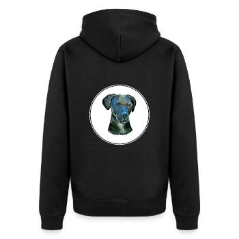 Illustration de l’aquarelle stephens Cur Dog - Veste à capuche bio Premium Unisexe - noir - Dos - Nico (187cm)