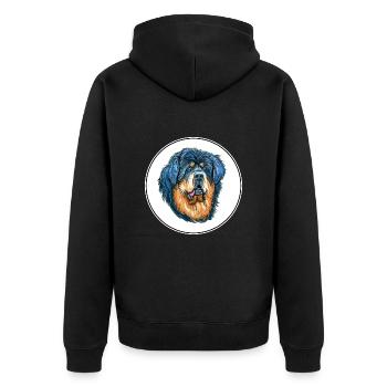 Tibetan Mastiff Dog Aquarelle Sketch Illustration - Veste à capuche bio Premium Unisexe - noir - Dos - Nico (187cm)