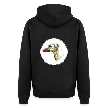 Sloughi Dog Watercolor Sketch Illustration - Unisex Premium Organic Zip Hoodie - black - Back - Nico (187cm)