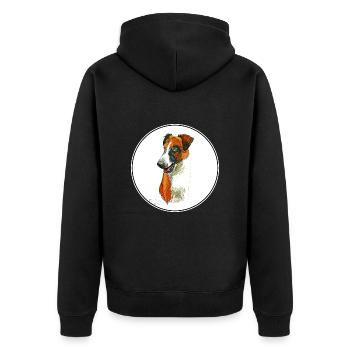Illustration d’aquarelle de chien Fox Terrier lisse - Veste à capuche bio Premium Unisexe - noir - Dos - Nico (187cm)