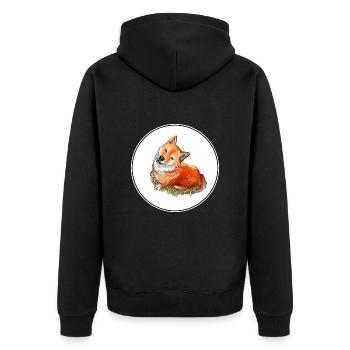 Shiba Inu Japanese Dog Watercolor Illustration - Unisex Premium Organic Zip Hoodie - black - Back - Nico (187cm)