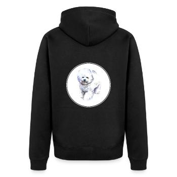 Bichon Frise Dog Aquarelle Illustration - Veste à capuche bio Premium Unisexe - noir - Dos - Nico (187cm)