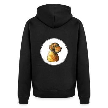 Wirehaired Vizsla Dog Watercolor Illustration - Unisex Premium Organic Zip Hoodie - black - Back - Nico (187cm)