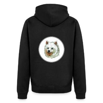 Volpino Italiano Hund Aquarell Illustration - Unisex Premium Bio Zip Hoodie - Schwarz - Hinten - Nico (187cm)