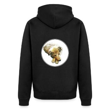 Scotch Collie Hund Aquarell Skizze Illustration - Unisex Premium Bio Zip Hoodie - Schwarz - Hinten - Nico (187cm)