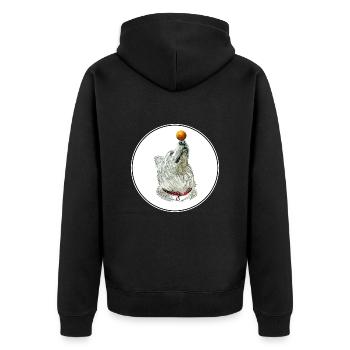 Weißer Schäferhund Aquarell Kunst Illustration - Unisex Premium Bio Zip Hoodie - Schwarz - Hinten - Nico (187cm)