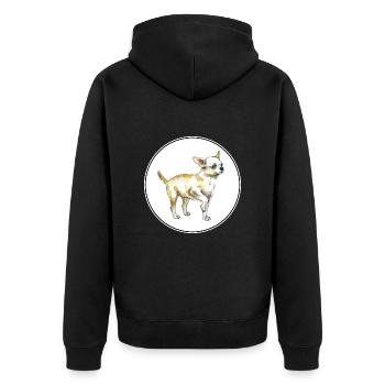 Chihuahua Dog Watercolor Sketch Illustration - Unisex Premium Organic Zip Hoodie - black - Back - Nico (187cm)