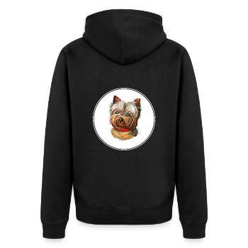 Yorkshire Terrier Dog Watercolor Illustration - Unisex Premium Organic Zip Hoodie - black - Back - Nico (187cm)