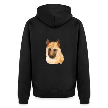 Belgischer Laekenois Hund Aquarell Illustration - Unisex Premium Bio Zip Hoodie - Schwarz - Hinten - Nico (187cm)