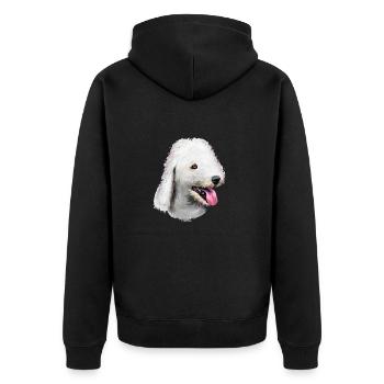 Bedlington Terrier Dog Watercolor Illustration - Unisex Premium Organic Zip Hoodie - black - Back - Nico (187cm)