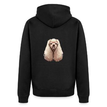 American Cocker Spaniel Dog Aquarelle Illustratio - Veste à capuche bio Premium Unisexe - noir - Dos - Nico (187cm)