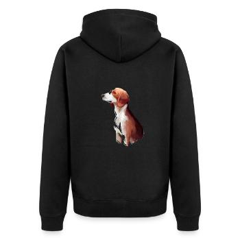 Deutsche Bracke Dog Aquarell Skizze Illustration - Unisex Premium Bio Zip Hoodie - Schwarz - Hinten - Nico (187cm)
