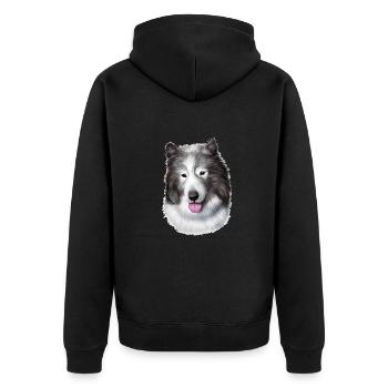 Illustration de l’aquarelle de chien esquimau canadien - Veste à capuche bio Premium Unisexe - noir - Dos - Nico (187cm)