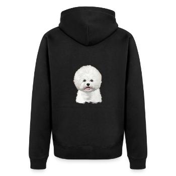 Bichon Frise Dog Aquarelle Illustration - Veste à capuche bio Premium Unisexe - noir - Dos - Nico (187cm)
