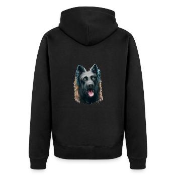 Dutch Shepherd Dog Watercolor Art Illustration - Unisex Premium Organic Zip Hoodie - black - Back - Nico (187cm)