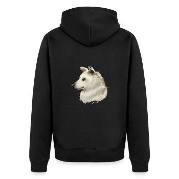 Kretischer Hund Aquarell Illustration - Unisex Premium Bio Zip Hoodie - Schwarz - Hinten - Nico (187cm)