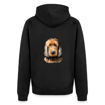 Otterhound Hund Aquarell Illustration - Unisex Premium Bio Zip Hoodie - Schwarz - Hinten - Nico (187cm)